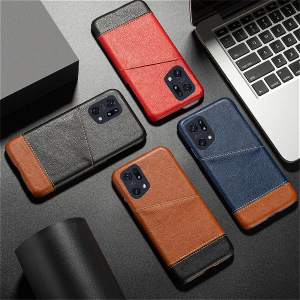 Per Oppo Find X5 Pro Capa Per Oppo Find X5 Pro Case Oppo Find X3 X5 Pro Cover Mixed Splice Pu Leather Credit Card Holder Cover