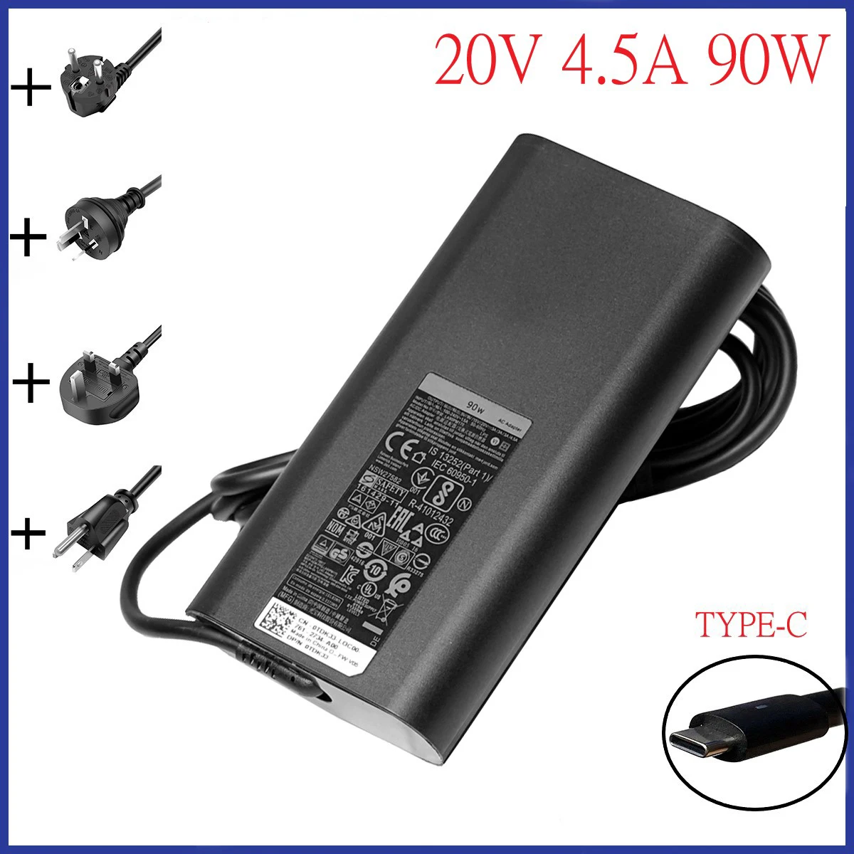 Nuovo 20V 4.5A 90W Usb Tipo C Power Ac Adapter Caricabatterie Laptop Per Latitude 5280 5480 5580 La90Pm170 Tdk33 0 Tdk33
