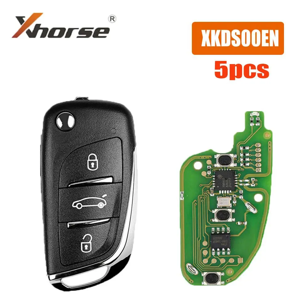 5Pcs Xhorse Xkds00En Wire Remote Key 3 Pulsanti Vvdi2 X002 Chiave Per Auto Per Volkswagen Ds Chiave A Distanza Per Vvdi2/Vvdi Mini Key Tool