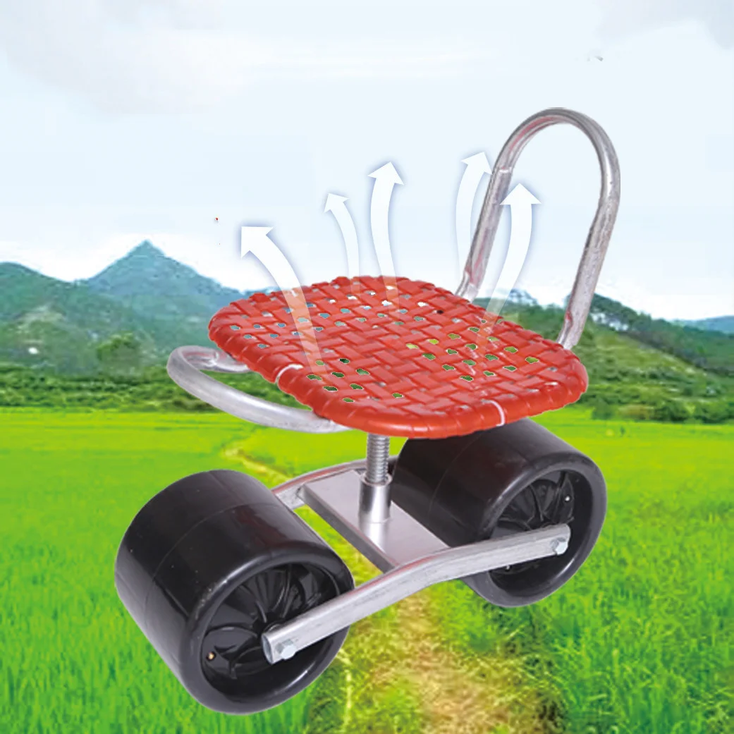Carrello Di Sollevamento Di Rotolamento Del Giardino Dell'Azienda Agricola Con La Sedia Di Raccolta Agricola Del Carrello Dello Sgabello Commovente Ro