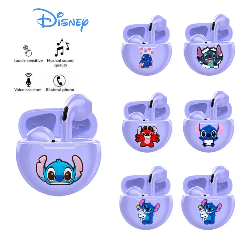 Disney Stitch Purple Open Hole Touch Cuffie Wireless Bluetooth 5.0 Cuffie Sportive Musica Adatta Per Telefoni Bluetooth