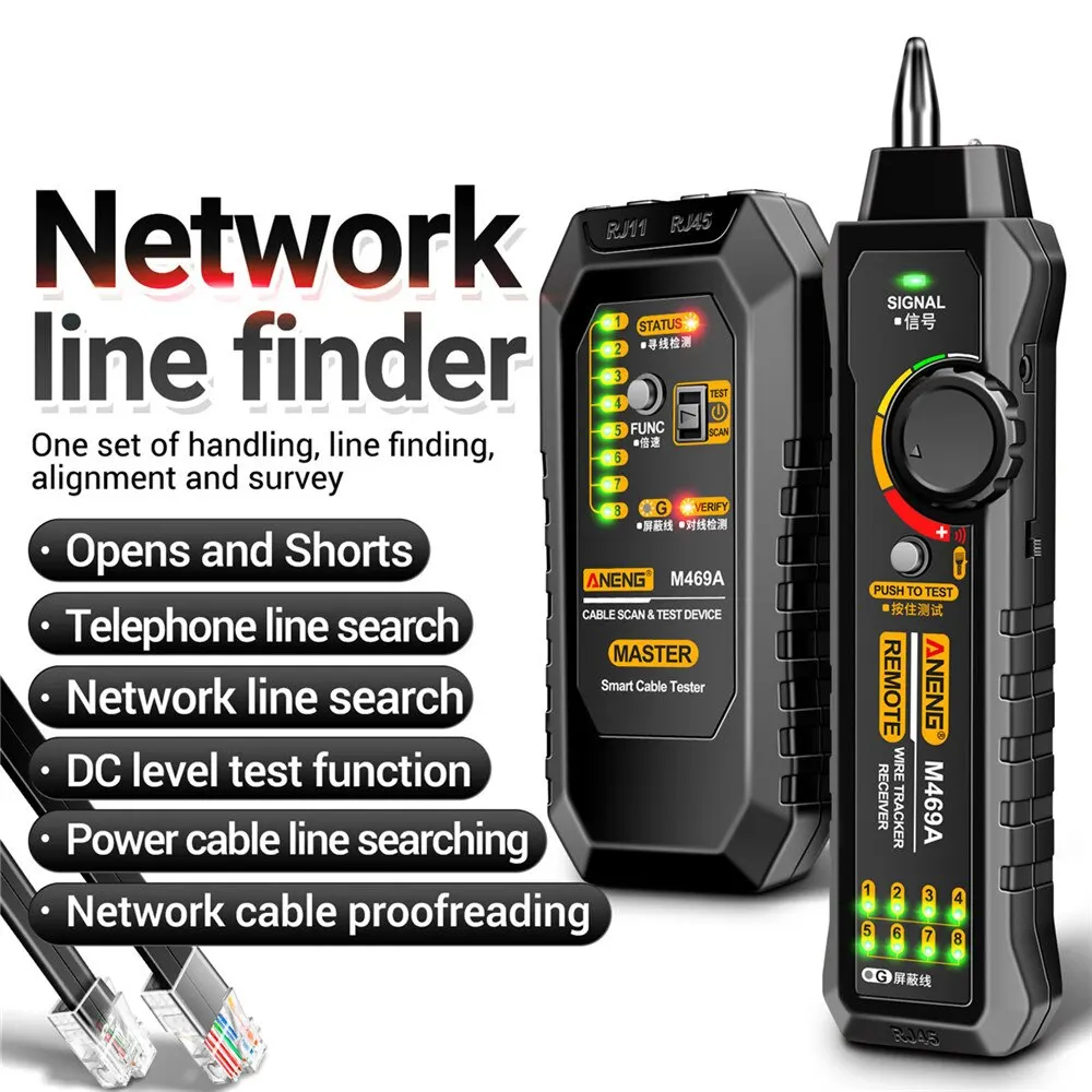 Aneng M469A M469A Cable Finder Di Rete Rj45 Rj11 Lan Cable Finder Tester Strumento Di Prova Anti-Interferenza Riparazione Della Rete