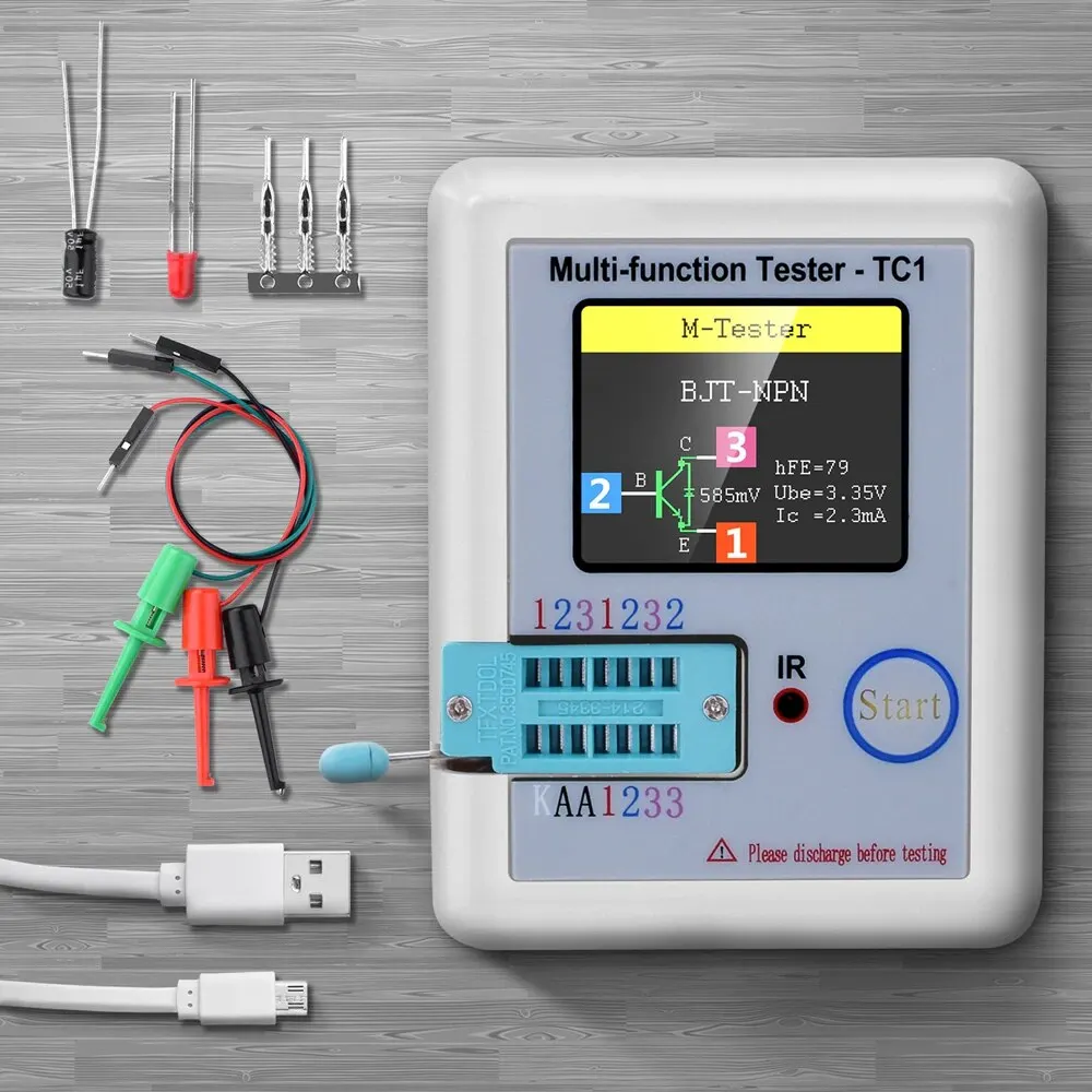 Lcr Tc1 1.8 Pollici Tft Lcd Display Multimetro Transistor Tester Diodo Triodo Condensatore Resistore Test Meter