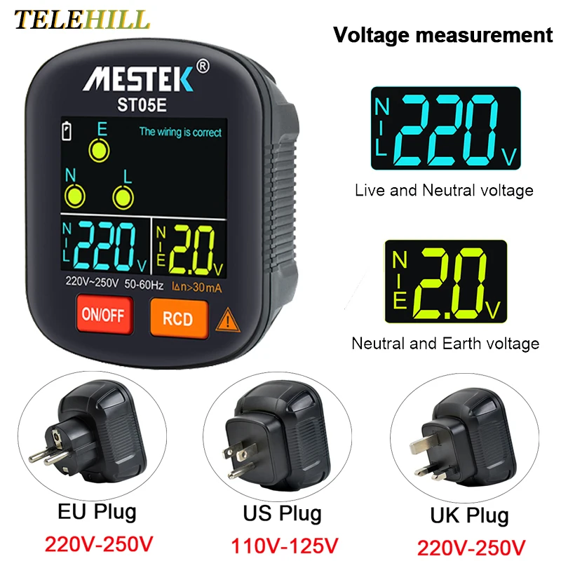 Socket Tester Rcd Gfci Ncv Test Outlet Tester Tester Di Tensione Eu Us Uk Plug Ground Zero Line 30Ma Smart Socket Detector 30-250V