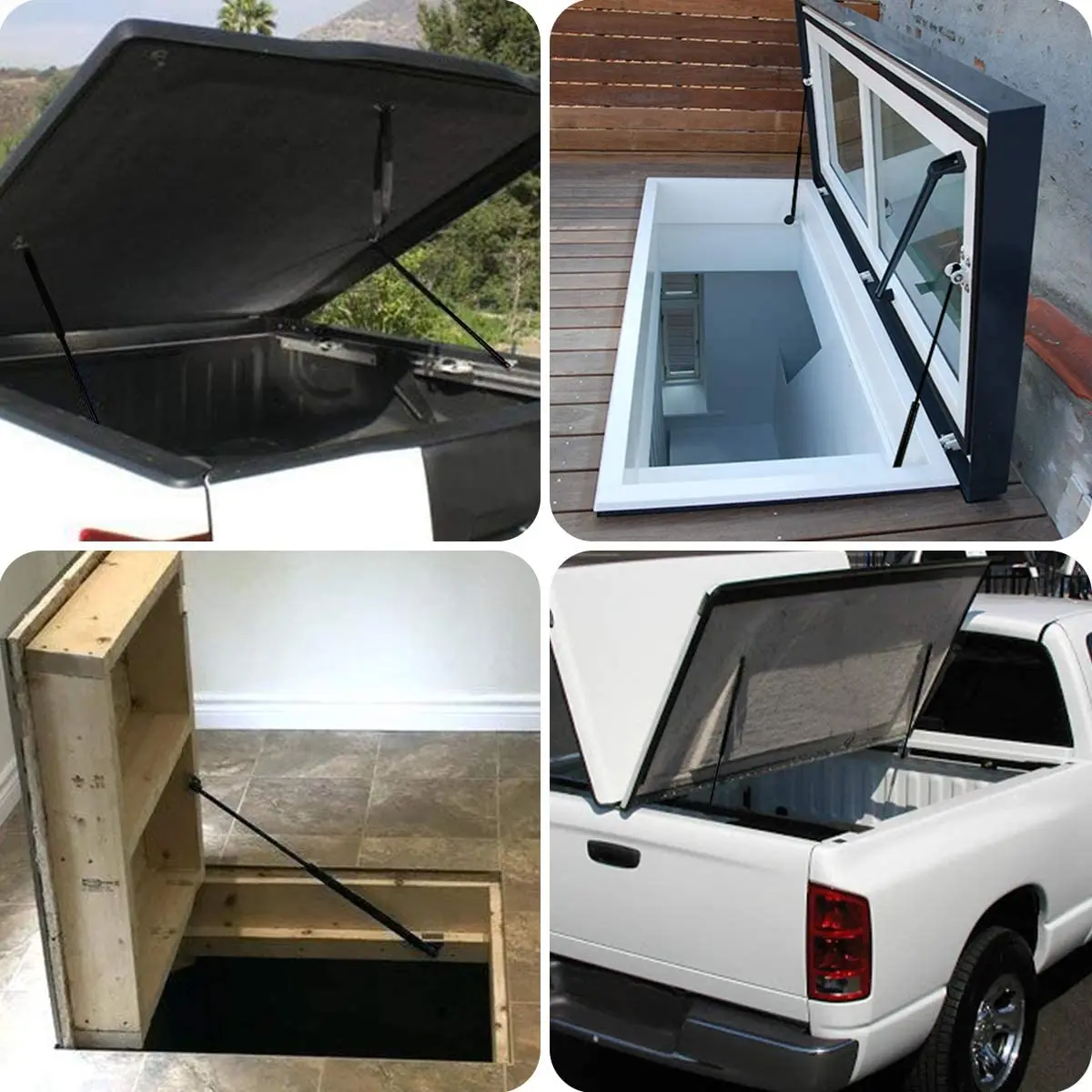 19.70 Pollici/500Mm Forza 120Lbs/534N Pickup Truck Cap Cassetta Degli Attrezzi Scatola Di Utilità Coperchio Topper Camper Shell Gas Puntoni Sollevamen