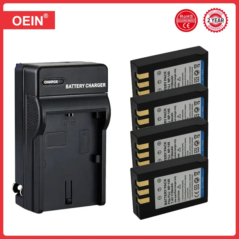 4 Pz 1150Mah Np-140 Np140 Fnp-140 Fnp140 Fotocamera Batteria + Caricatore Ac Per Fujifilm Fuji Finepix S100 S200 S100Fs S200Exr S205Exr