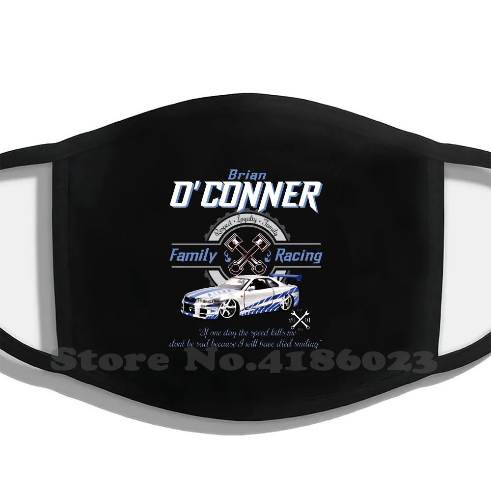 Brian O'Conner Family Racing Fast And Furious Tribute Diy Adult Kids Mouth Mask Fast And Furious Car Racing Paul Walker Brian
