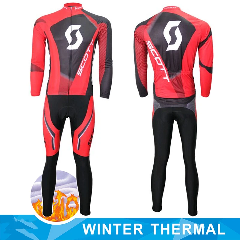 Scott Cycling Man Tricuta Suit Costume Per Uomo Bike Jersey Winter Thermal Mtb Set Uniformi Giacca Fleece Bavaglino Camicetta Abbigliamento