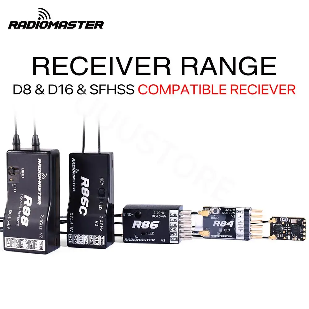 Radiomaster R81 R84 V2 R86 V2 R86C V2 R88 V2 2.4Ghz D8 D16 Sfhss Nano Ricevitore Compatibile Frsky Per Rc Drone