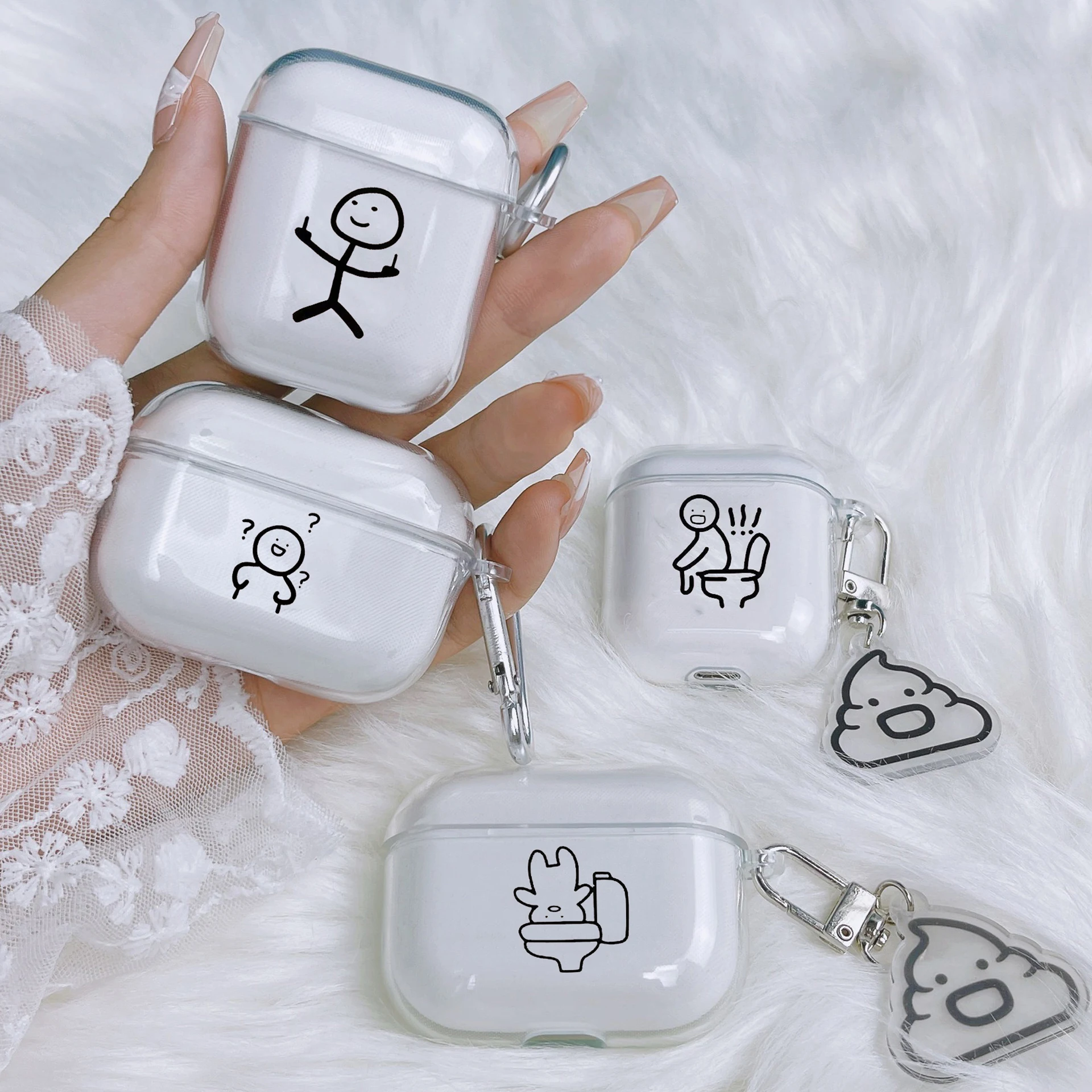 Funny Simple Line Fck Airpods Case Per Pro 1 2 Cover Protettiva Per Airpod 3 Gen Creative Earphone Charging Box