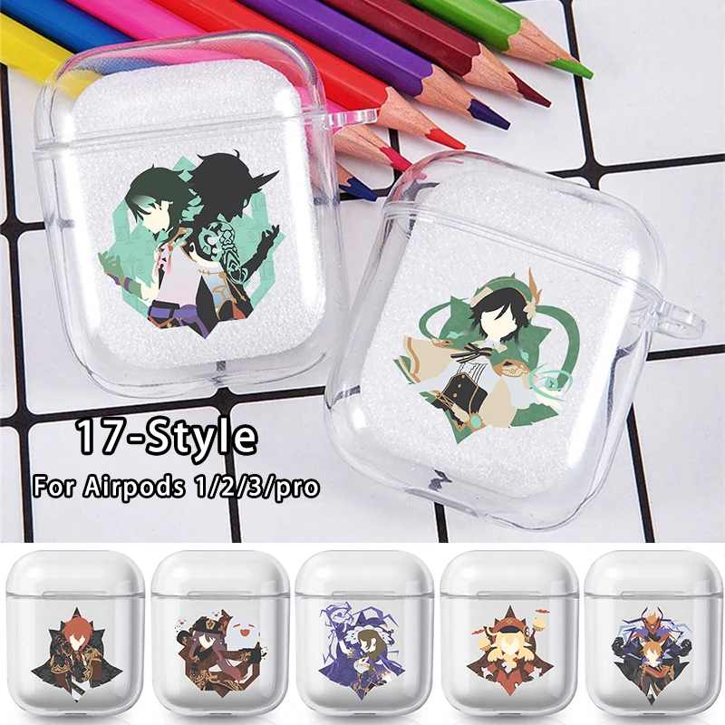 Genshin Impact Airpod Custodie Pro 3 2 1 Pro Pod Gen Airpord Cover Air Pod Custodia Gioco Morbido Auricolare Trasparente Scatola Coque