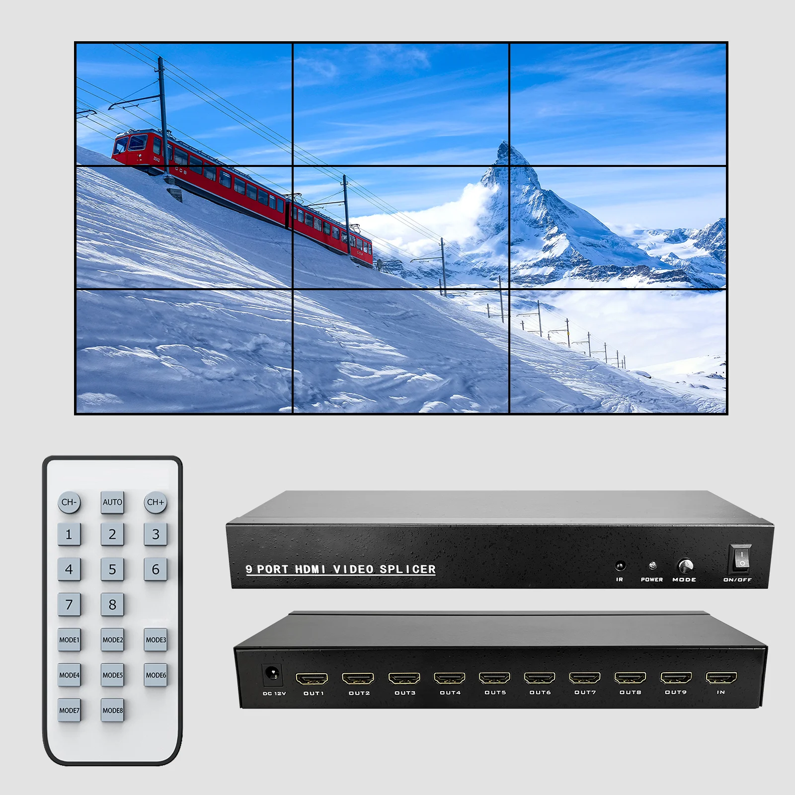3X3 Video Wall Controller 1080P Processore Multiscreen Stitching 60Hz 1Input 9 Out Per Hdmi Tv Splicing Box Splicer 180 °