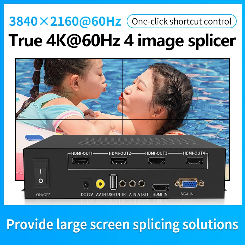 Controller Per Video Wall 2X2 Processore 4K Cuciture Multiscreen Muslim1 Input 4 Out Tv Splicing Box Splicer 180 ° Flip
