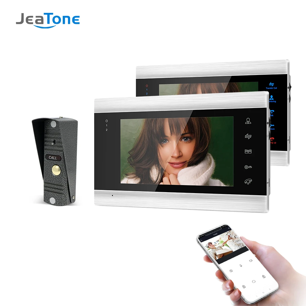 Jeatone 7 Pollici Wireless Wifi Smart Residence Videocitofono Home Citofono 720P Impermeabile Campanello Fotocamera Portiere