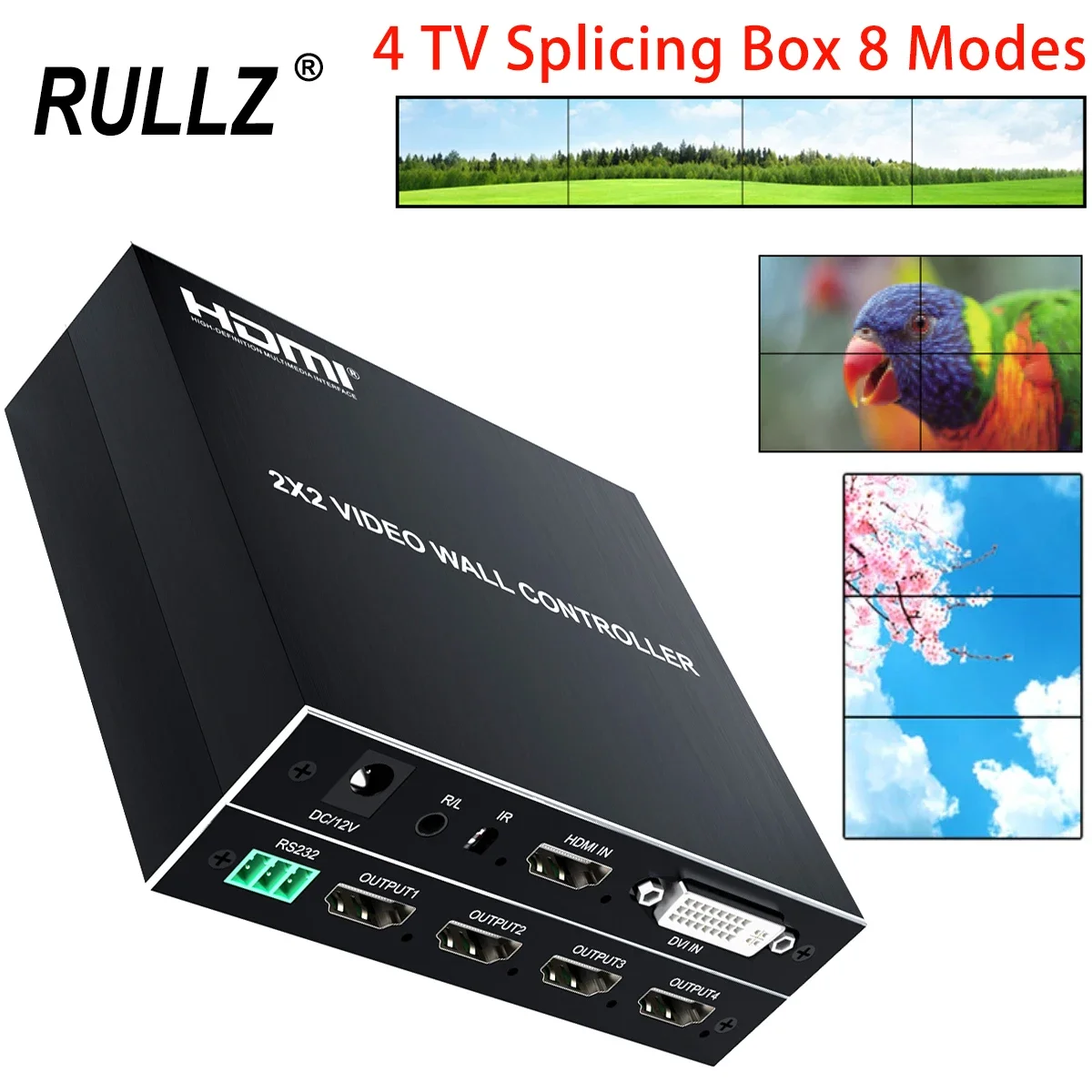 2X2 Tv Wall Controller Castone Compensazione 180 ° Flip 1X2 2X2 Loop Switch 1X3 3X1 1X4 4X1 Schermo Cucitura Processore Video Splicer