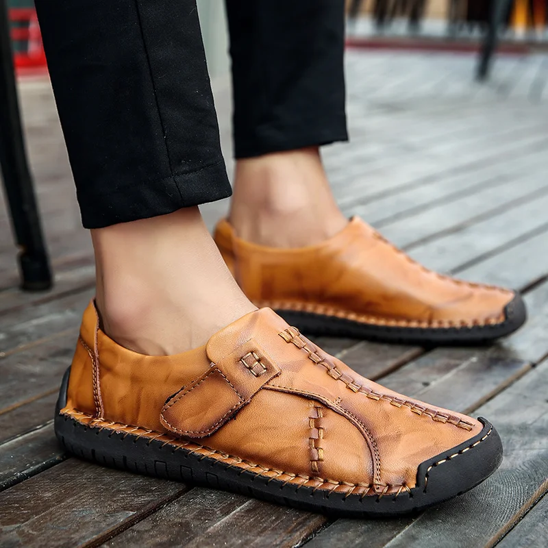 2023 Scarpe In Pelle Di Vacchetta Da Uomo Eleganti Di Moda Scarpe Casual In Vera Pelle Cucite A Mano Scarpe Da Guida Antiscivolo Spedizione Gratuita