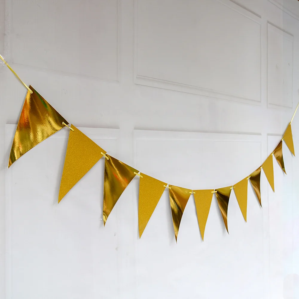 4M 12 Bandiere Oro Gagliardetti Ghirlanda Di Natale Fai Da Te Scintillio Bunting Carta Di Compleanno Banner Festa Evento Di Nozze Sport Bee Decorazion