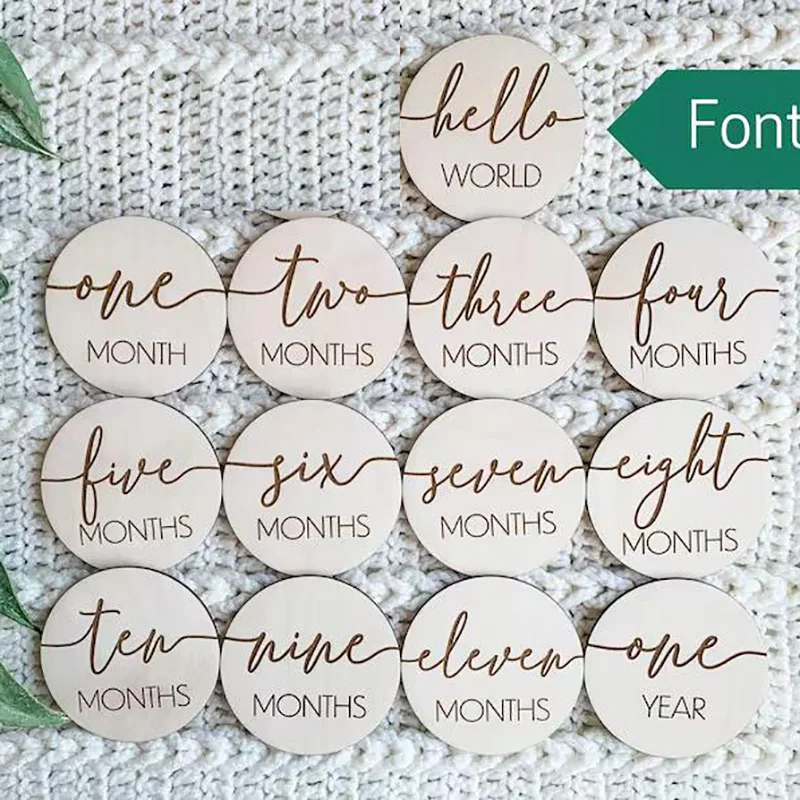 Hello World Mensile Milestone Disc Baby Shower Gender Reveal New Mom Genitori Regalo Neonato Photo Prop Birth Annuncio Card