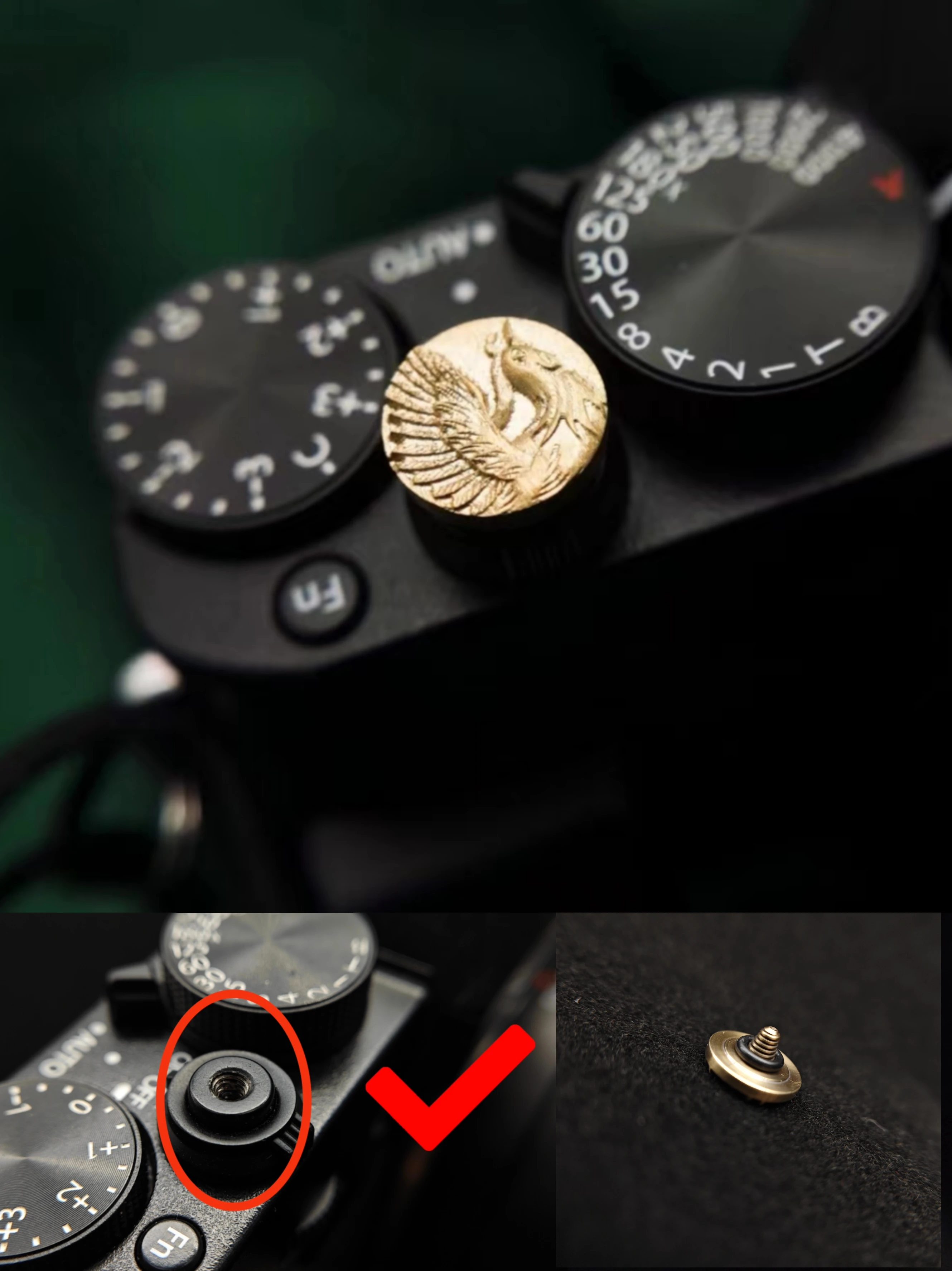 Pulsante Otturatore Nikon Zf Stile Cinese Phoenix In Rilievo Per Nikon Fm2 Zf Fujifilm Xt5 Leica M10 Pulsante Di Rilascio Dell'Otturatore In Rame