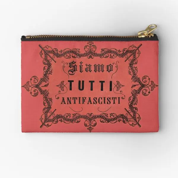 Siamo Tutti Antifasciti Vintage Antif Zipper Pouches Cosmetic Coin Packaging Money Small Men Key Bag Underwear Pocket Socks