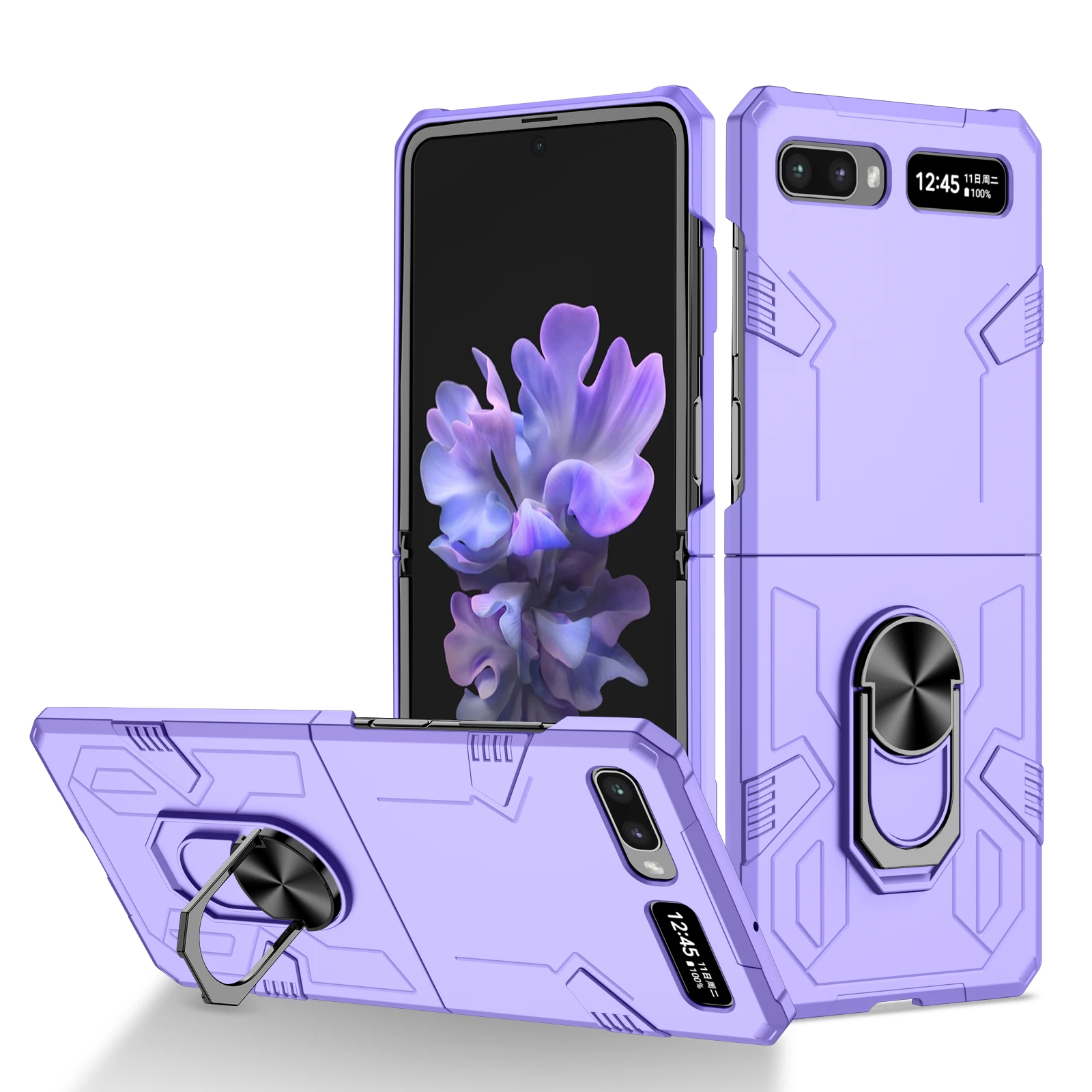 Per Samsung Z Flip 2 Flip1 Custodia Rigida Portatile Con Anello In Metallo Per Samsung Galaxy Z Flip 2 Flip2 Protezione Antiurto Funda