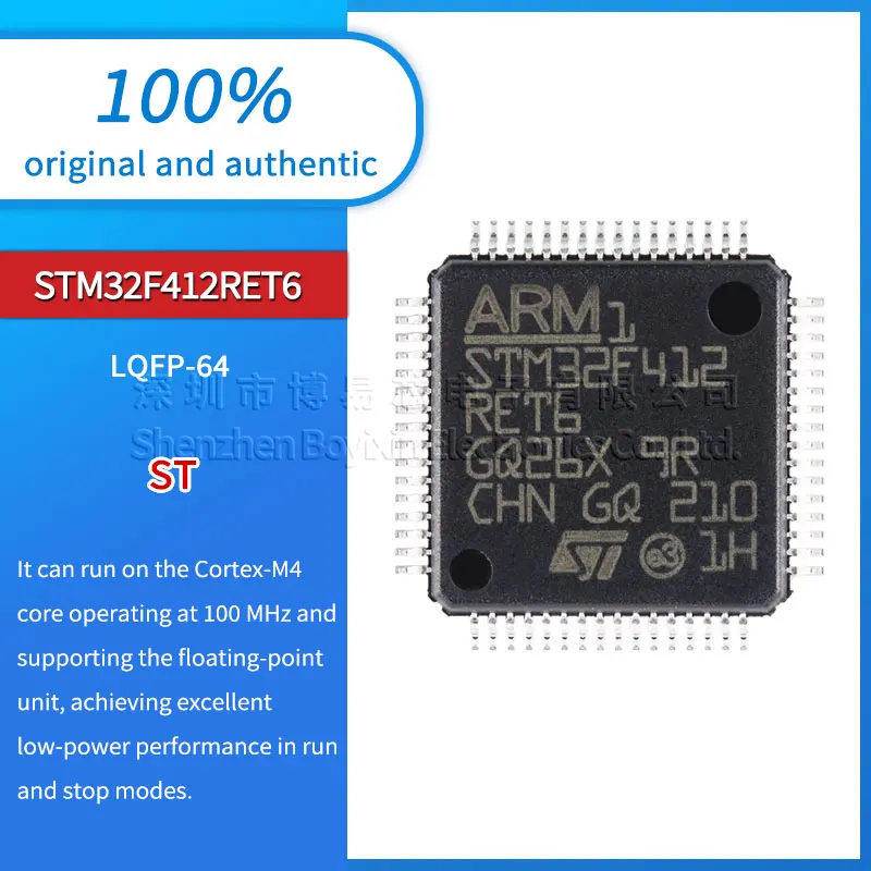 Original Genuine Stm32F412Ret6 Lqfp-64 New In Stock Microcontroller Arm Cortex-M4 32-Bit Microcontroller-Mcu