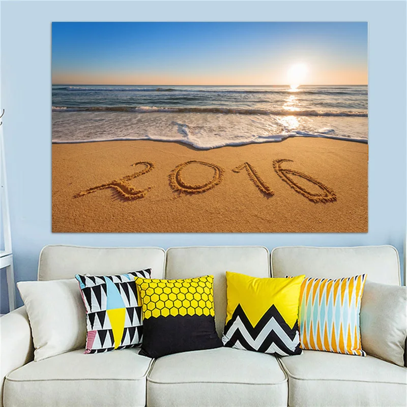 Moderno Semplice Paesaggio Naturale Spiaggia Sole Onde Poster Immagine Decorativa Famiglia Soggiorno Parete Decorativa Sfondo