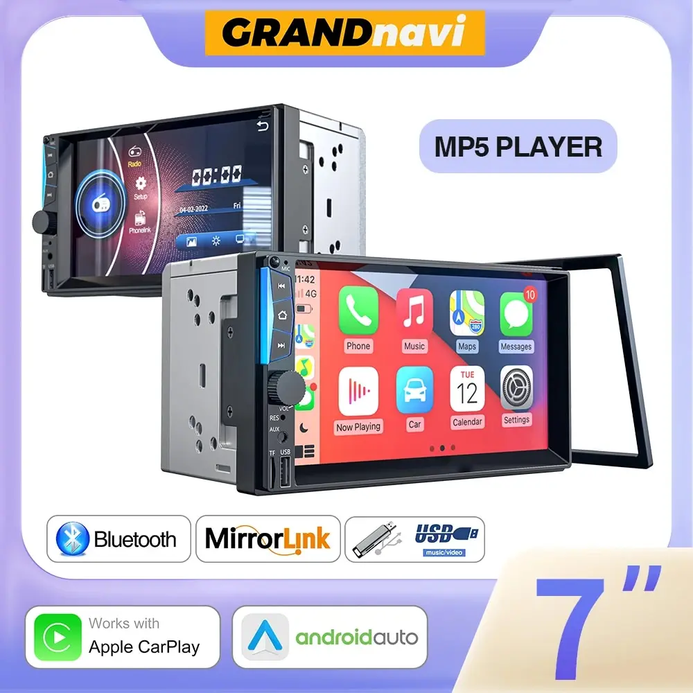Grandnavi Carplay Autoradio 2Din Touch Screen Car Stereo Lettore Mp5 Con Bluetooth Mirrorlink Usb 2 Din Autoradio Per Universale