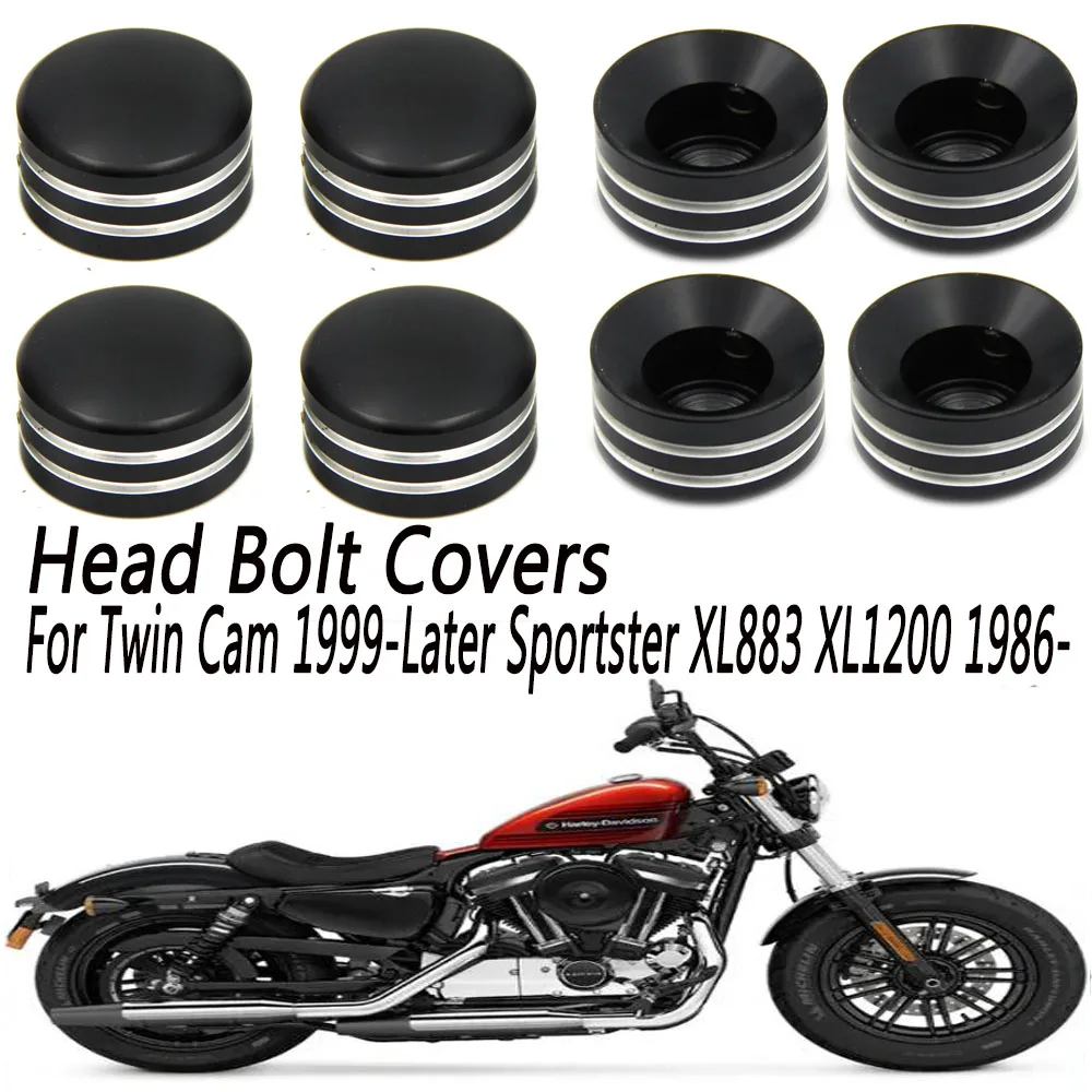 Black Motorcycle Head Bolts Covers Spark Plugs Side Case For Twin Cam 1999-Later Sportster Xl883 Xl1200 1986-Up