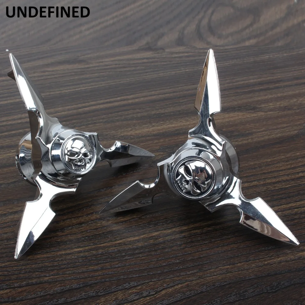 Skull Spun Blade Spinning Axle Caps Per Harley Touring Road King Street Glide Dyna Sportster 883 1200 Xl Softail Vrsc Chrome