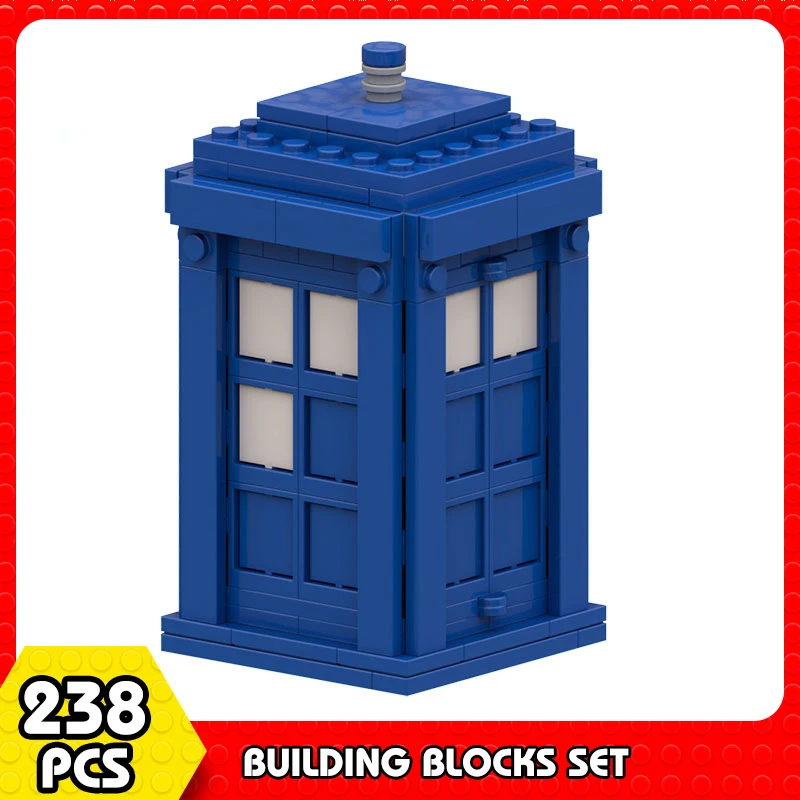 Moc Doctored Whoed Blue Phone Booth Building Blocks Retro Phone City Street Accessori Parti Mattoni Giocattoli Per Porte Aperte