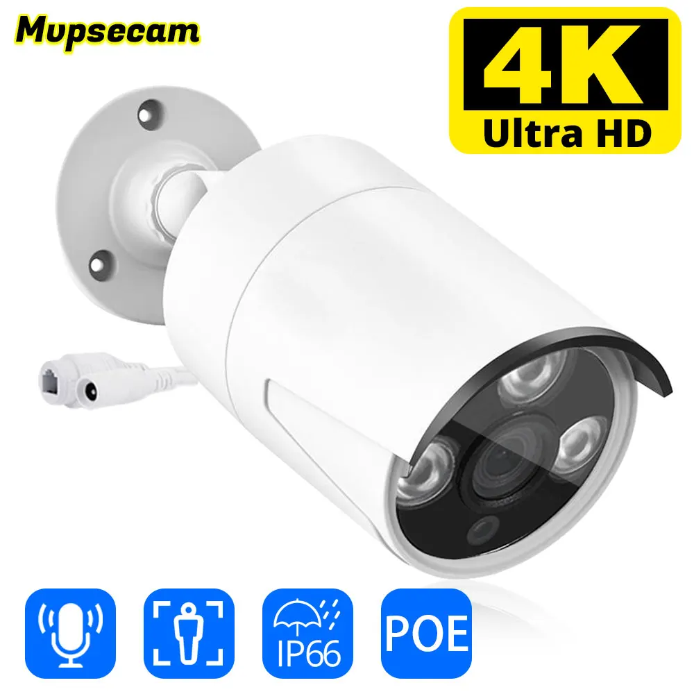 Ninivision Full Metal Bullet Camera 4K 8Mp Outdoor Street Poe Ip Camera Registrazione Audio Ir-Cut Night Vision Video Cctv Ip Camera