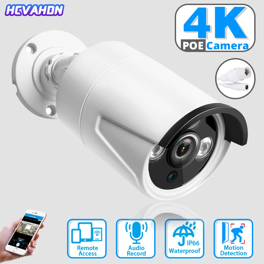 Ninivision Full Metal Bullet Camera 4K 8Mp Outdoor Street Poe Ip Camera Registrazione Audio Ir-Cut Night Vision Video Cctv Ip Camera