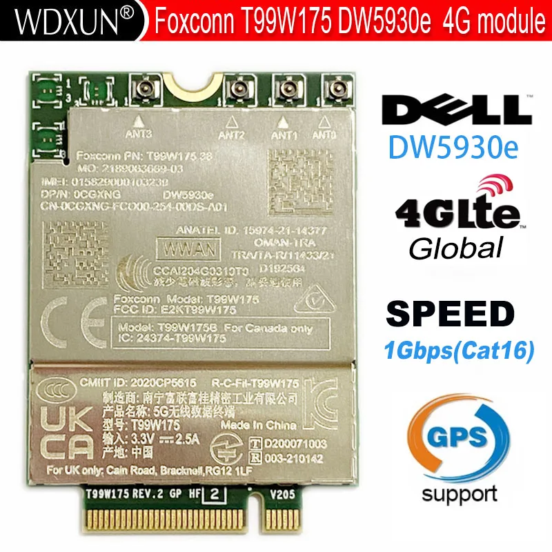 Foxconn T99W175 Dw5930E X55 Modulo 5G Dp/N 0Cgxhg Per Laptop Dell Latitude 5430 7330 7430 7760 9420 9520