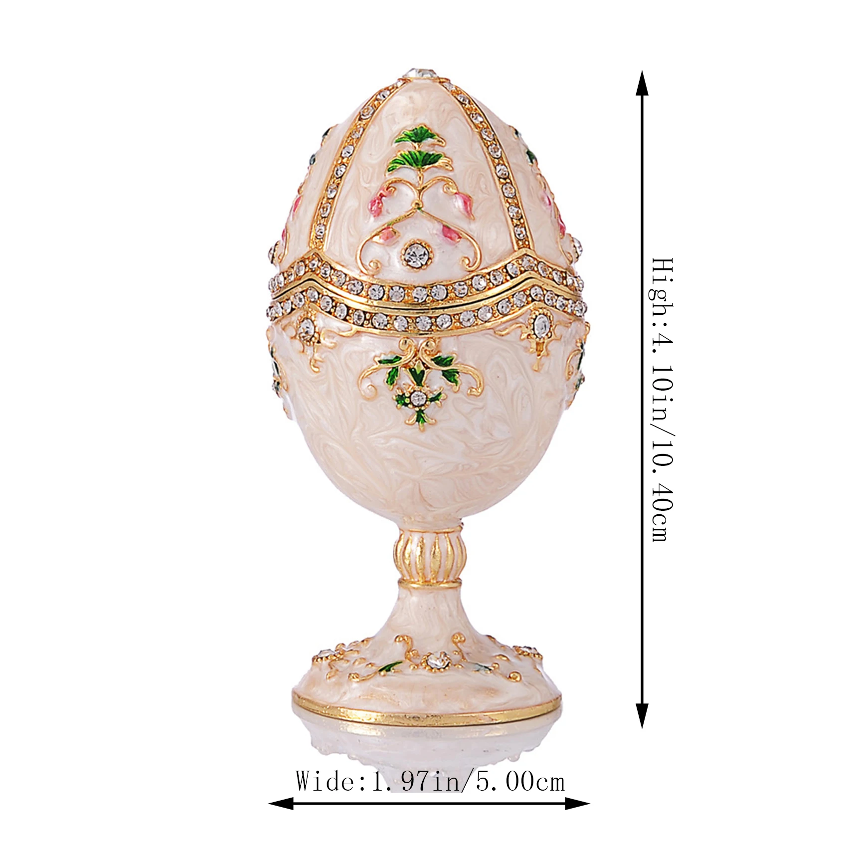 Qifu Vendita Calda Artigianale Faberge Egg Forma Di Scatola Di Gioielli Di Metallo