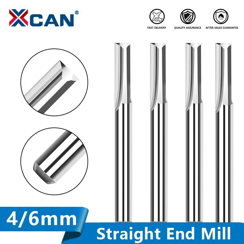 Fresa Xcan 3.175Mm/4Mm/6Mm Gambo 2 Flauto Scanalatura Diritta Fresa In Metallo Duro Fresa Cnc Punta Per Incisione Per Legno Mdf Pvc