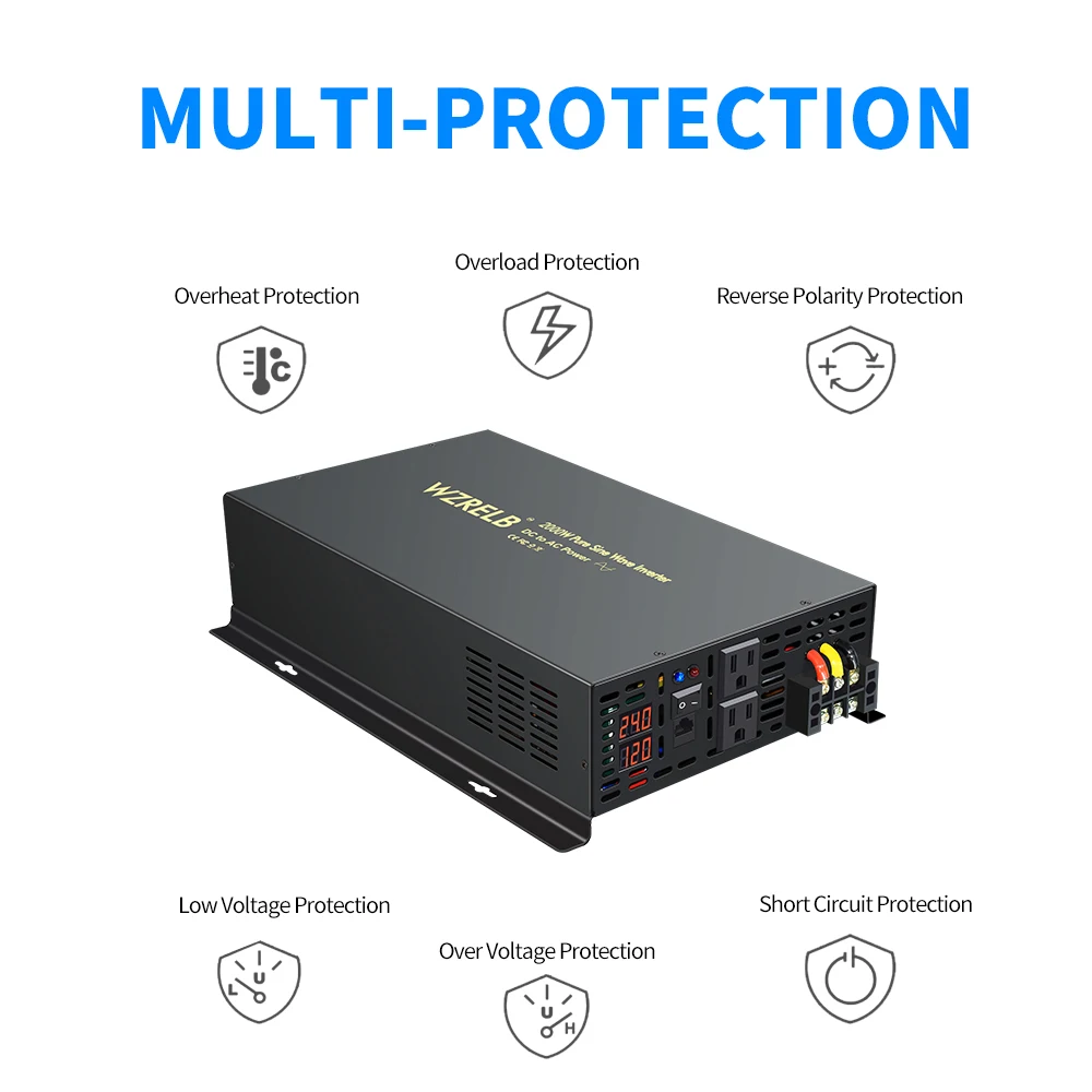 2000W Peak Inverter A Onda Sinusoidale Pura Inverter Solare 12V 24V 48V Dc A 120V 220V 240V Inverter Di Alimentazione Ca Con Telecomando Cablato