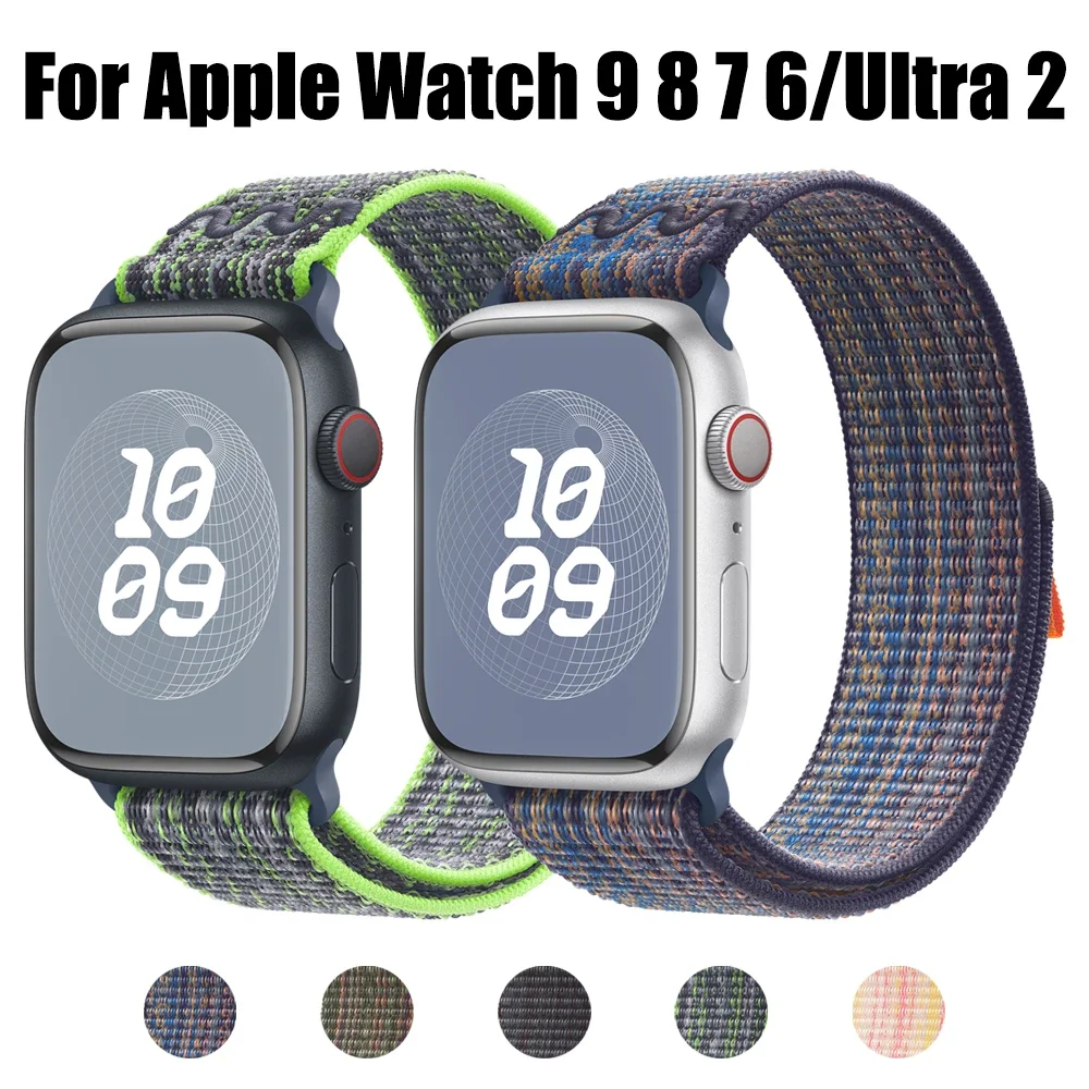 Cinturino Sportivo Ad Anello In Nylon Per Cinturino Apple Watch 49Mm Bracciale Per Nike Iwatch 9 8 7 6 5 Se Ultra 2 45Mm 44Mm 41Mm 42Mm 38 Cinturino