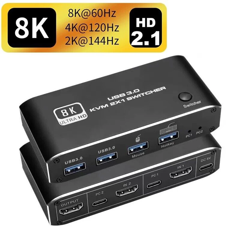 Switch Kvm 2.1 Compatibile Con Hdmi 4K 120Hz Usb 3.0 Kvm Switch Usb 8K 60Hz 1080 @ 240Hz Usb Kvm Switcher Con Porta Usb 3.0 Pc