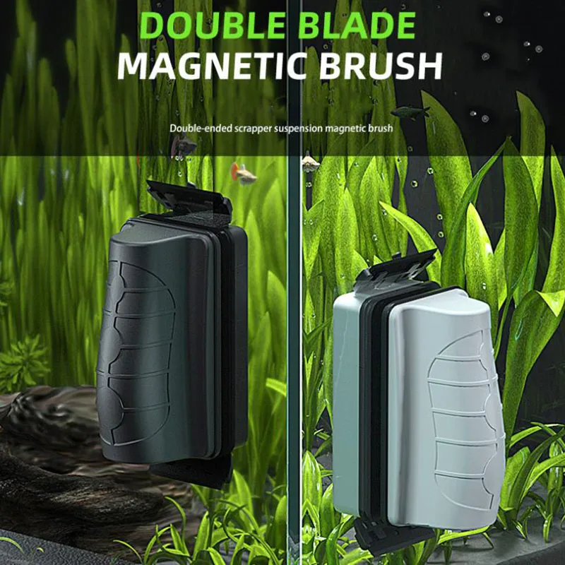 New Magnetic Aquarium Fish Tank Brushes Floating Clean Glass Window Alghe Raschietto Cleaner Brush Accessori Per Acquari Due Lame