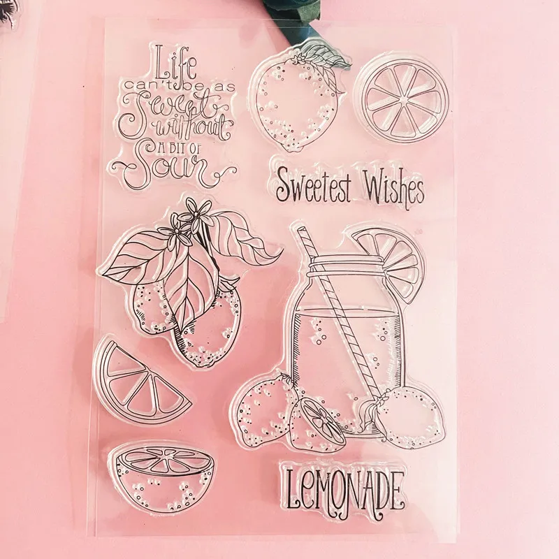 Summer Drink Lemon Clear Stamp Foglio Di Sigillo In Silicone Trasparente Per La Decorazione Dell'Album Fotografico Scrapbooking