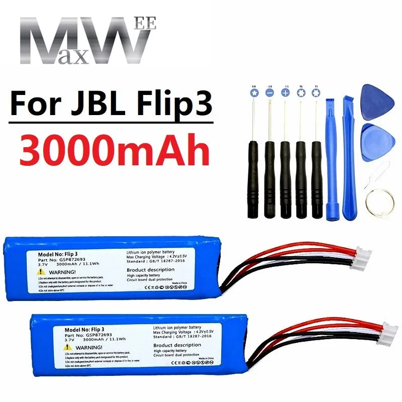 Per Jbl Flip3 Flip 3 3.7V 3000Mah Batteria Gsp872693 P763098 03 Edizione Speciale + Strumento Di Riparazione Sostituzione Flip3 Flip 3
