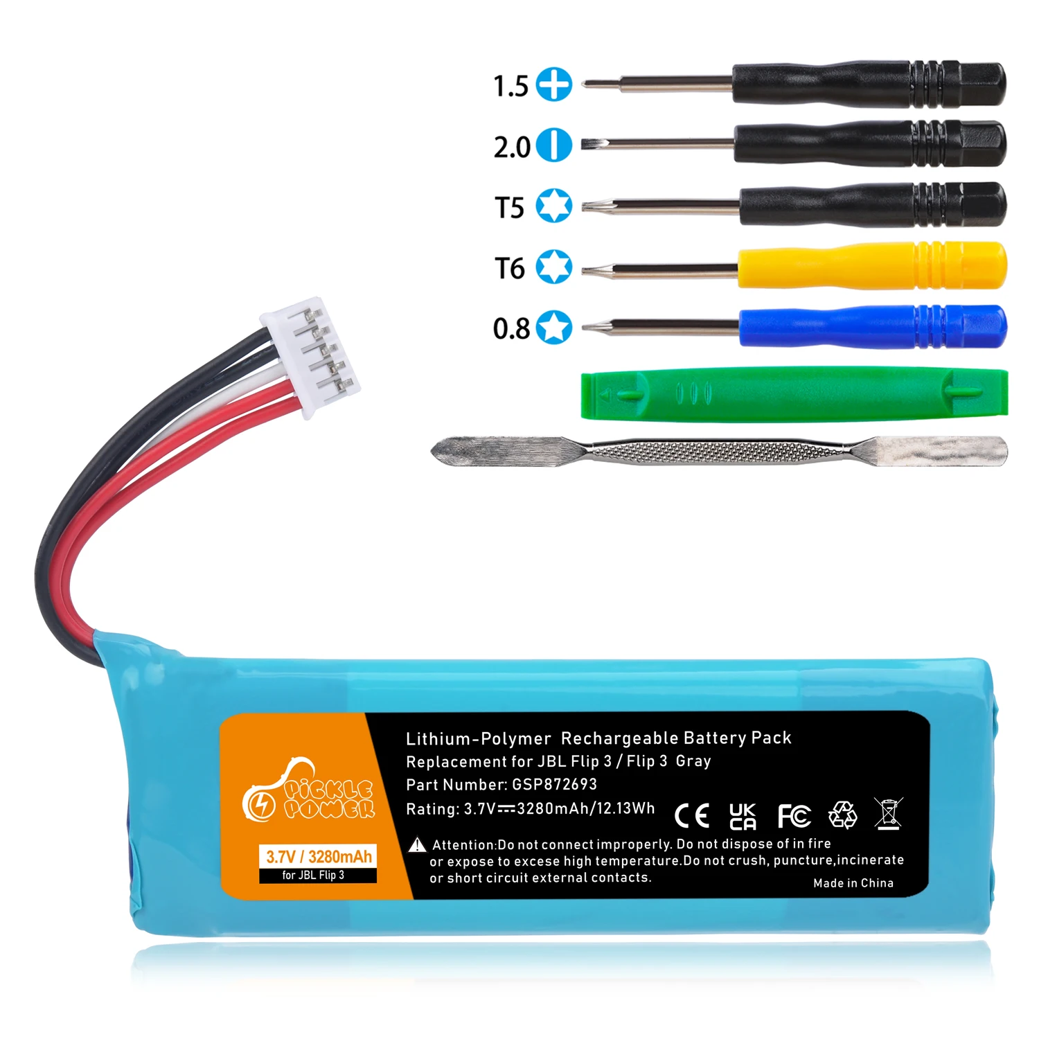 Batteria Picklepower 3280Mah Per Jbl Flip 3 Flip3 Grey Gsp872693