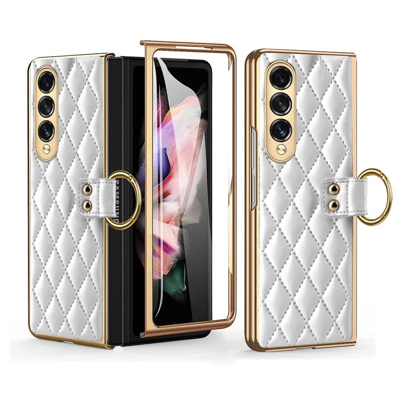 Custodia Flip 4 Per Samsung Galaxy Z Fold 5 Screen Protector Z Fold 4 Fold 3 Diamond Ring Shell E Custodia Protettiva Integrata Con Pellicola