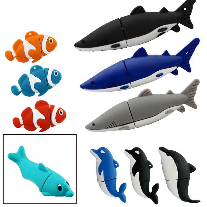 Mini Pen Drive Cartoon Animal Shark Fish Usb Flash Drive 4Gb 8Gb 32Gb Delfini Usb Flash Memory Stick Storage U Disk Pendrive