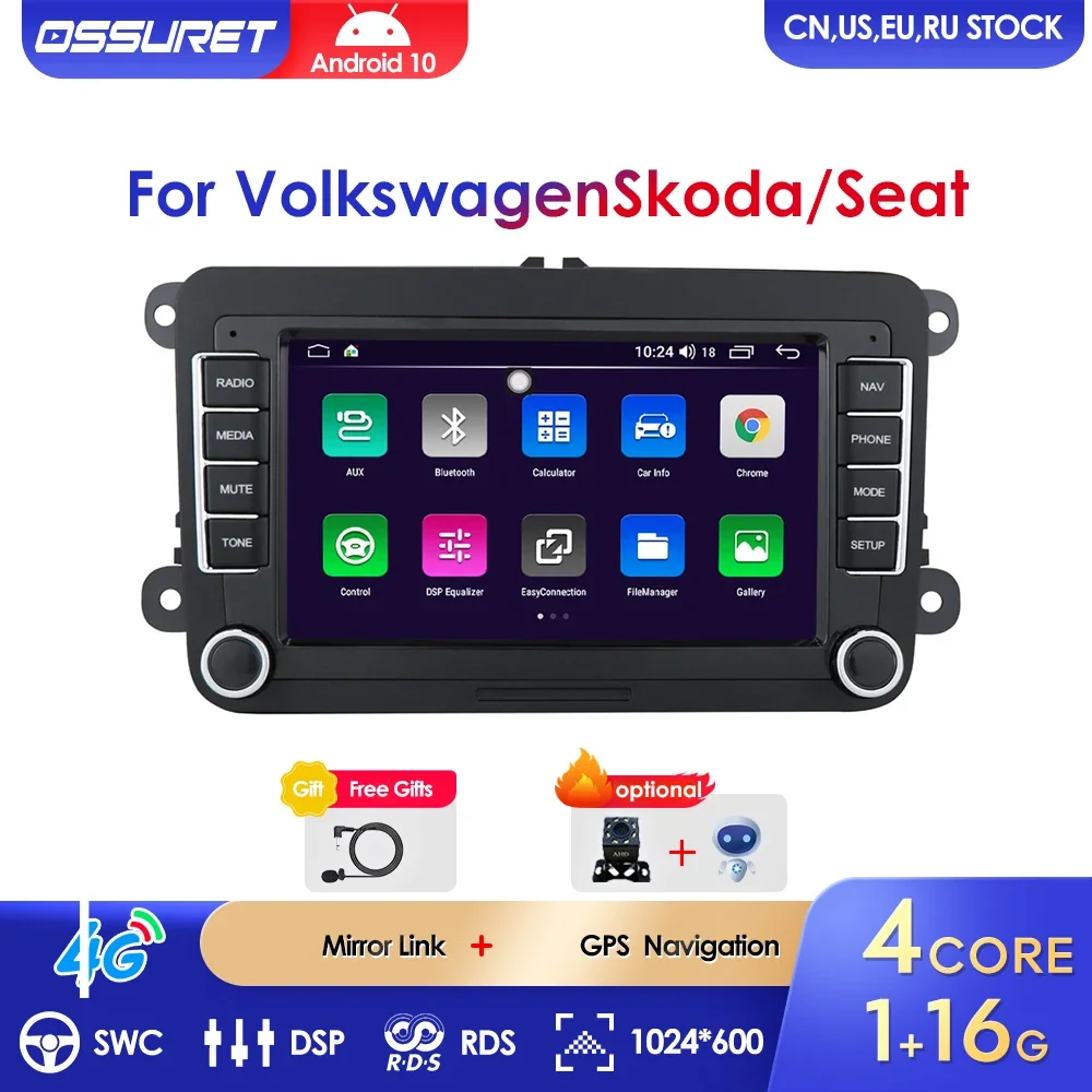 Android10 Autoradio Per Vw Polo Golf 5 6 Plus Passat B6 Cc Tiguan Sharan Jetta Touran Eos Scirocco Caddy Gps Navi Wifi Bt