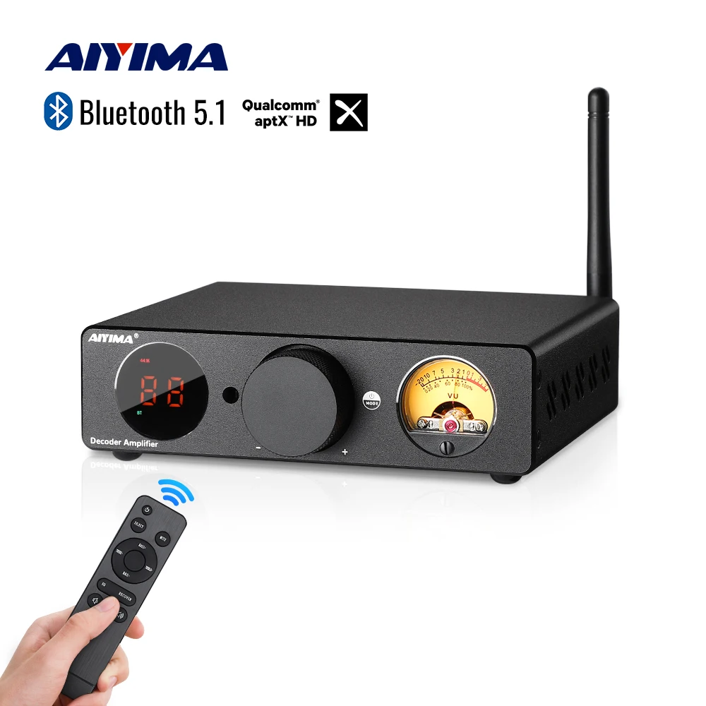 Aiyima Hifi Amplificatore Di Potenza Bluetooth Vu Meter Amplificatore 300 Wx2 Stereo Sound Amplify Altoparlante Usb Dac Amplificador Home Amp