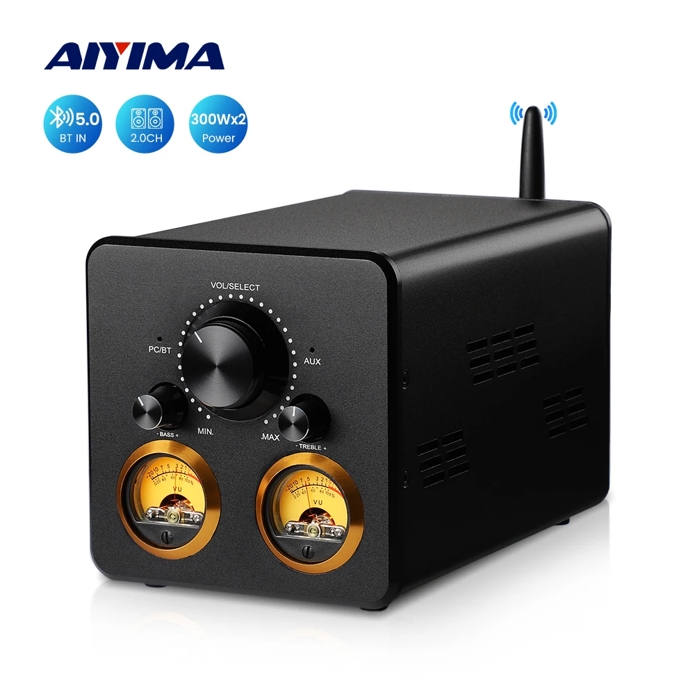 Aiyima Tpa3255 Hifi Amplificatore Di Potenza Bluetooth 300 Wx2 Vu Meter Amplificatore Stereo Usb Amplificador Aptx-Hd Altoparlante Home Audio Amp