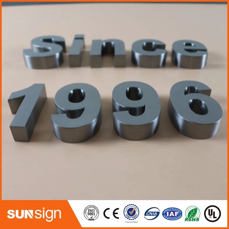 100% Produttore Prezzo Competitivo 3D In Acciaio Inox Lettera Segno