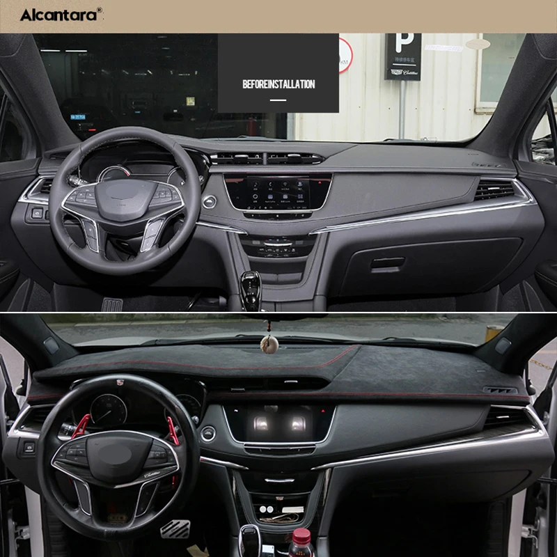 Real Alcantara Car Dashboard Covers Per Cadillac Xt5 2016-2022 Anno Accessori Per Auto Cruscotto Parasole Cuscino Pad Tappeti